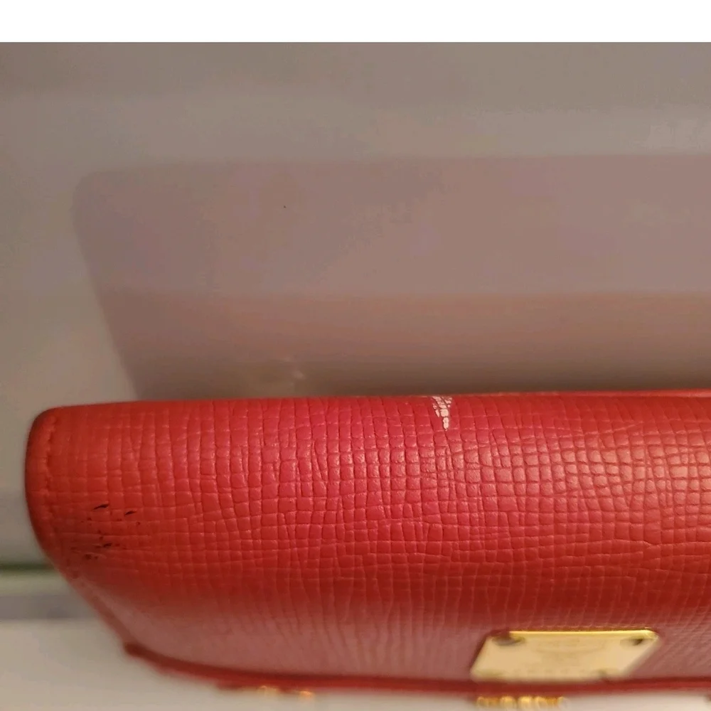 MCM Scarlet Leather Wallet with Gold Accents - Picture 7 of 8